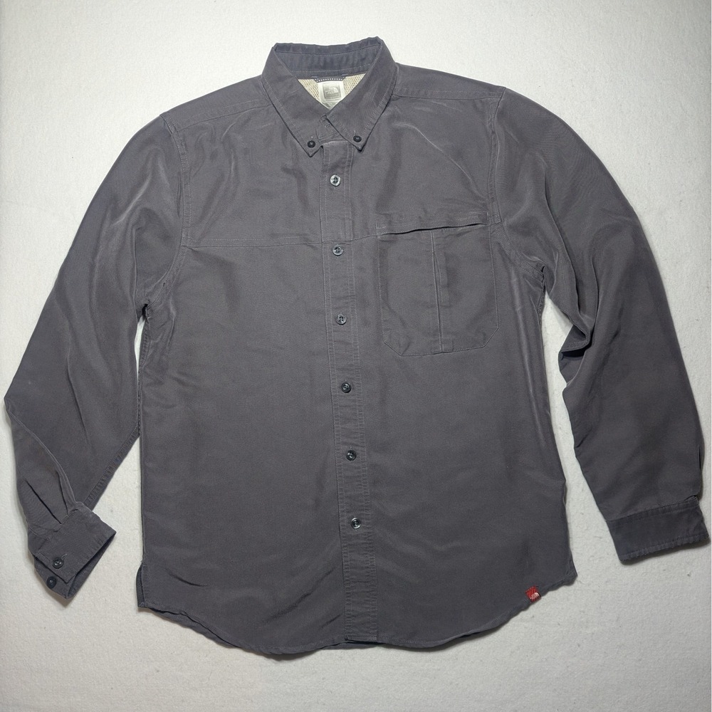 The North Face Button Down Shirt Mens Small Gray Long Sleeve Outdoor Hiking‎